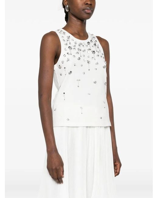 Jonathan Simkhai Women's White Embellishment Tank Top