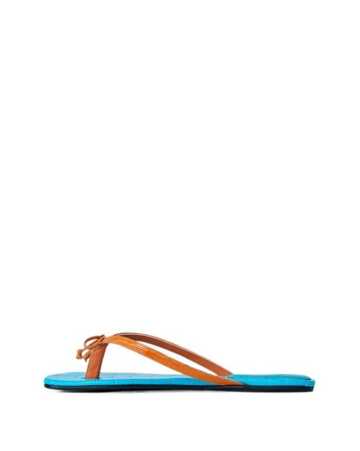 Abra White Lizard-Embossed Flip Flops