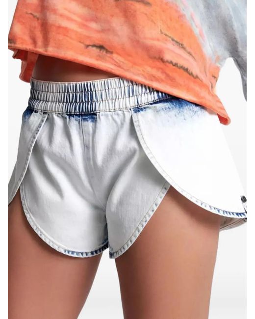 One Teaspoon White Brando Runner Cotton Shorts