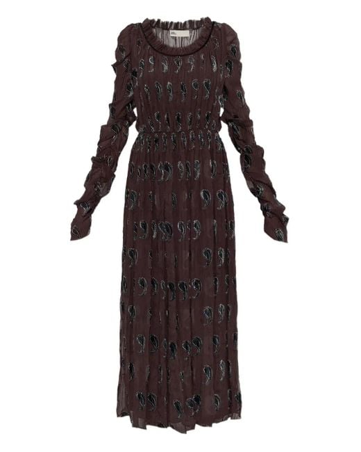Tory Burch Women's Brown Paisley-Print Midi Dress Tory Burch Women's Brown Paisley-Print Midi Dress