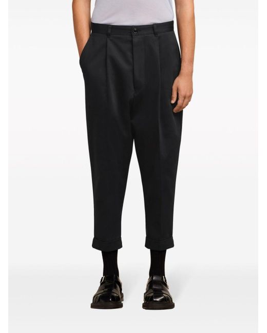 AMI Black Tailored Cropped Trousers for men