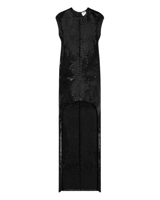 Courreges Black Sequin-Embellished Asymmetric Dress