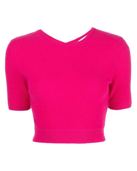 Lisa Yang Pink Josefina Cut-Out Cashmere Top