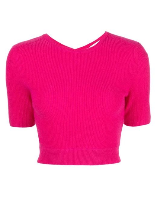 Lisa Yang Pink Josefina Cut-Out Cashmere Top