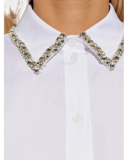 McQueen White Embellished Collared Shirt
