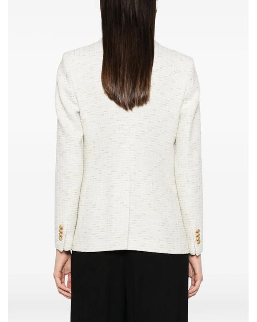 Tagliatore White Double-Breasted Tweed Jacket