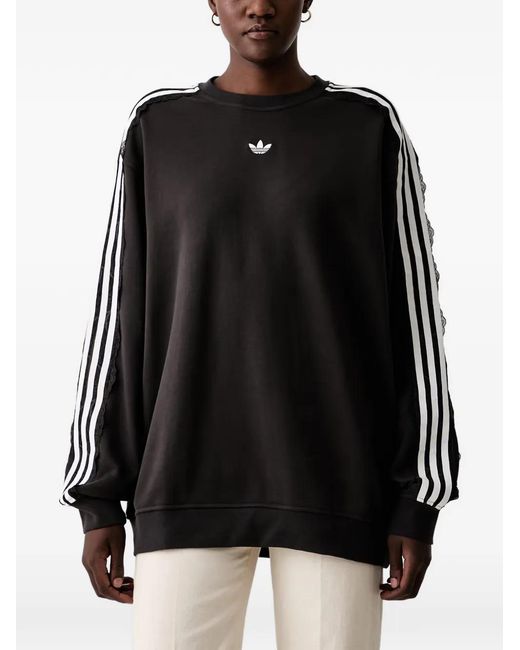 Adidas Black Lace-Trim Side-Stripe Sweater