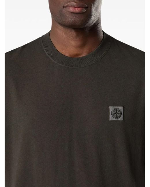 Stone Island Black Logo-Patch T-Shirt for men
