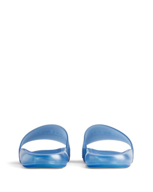 Balenciaga Blue Logo-embossed Transparent Slides for men