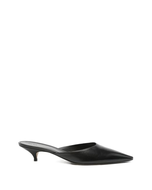 The Row Black Liisa Leather Mules