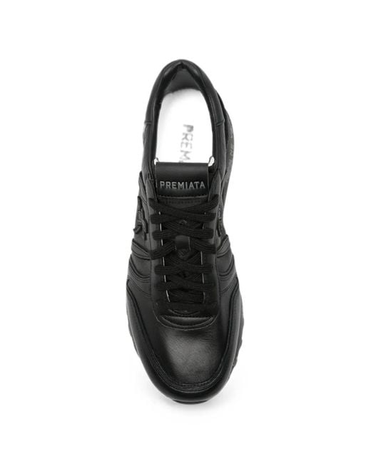 Premiata Black Lander Logo-Patch Sneakers for men