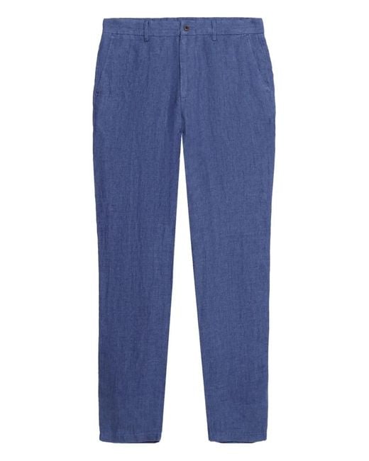 Brooks Brothers Blue Textured Linen Trousers for men