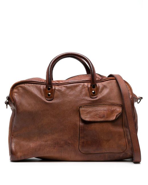 Numero 10 Brown Leather Crossbody Briefcase for men