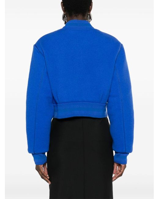 Givenchy Blue Cropped Wool Bomber Jacket