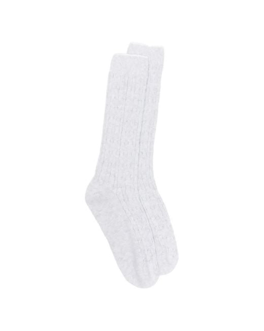 Eleventy White Cable-Knit Socks for men