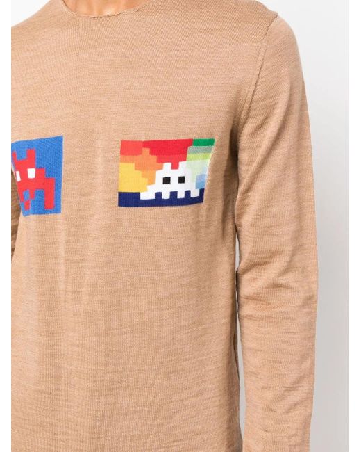 Comme des Garçons Blue Graphic-Print Round-Neck Jumper for men