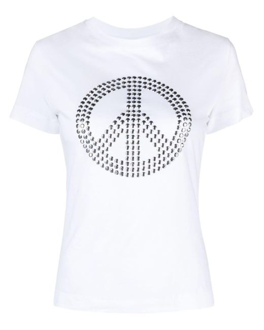 Moschino Jeans White Peace-sign Cotton T-shirt