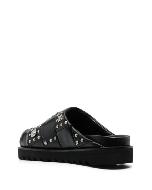 Toga Virilis Black Stud-Detailing Leather Mules for men