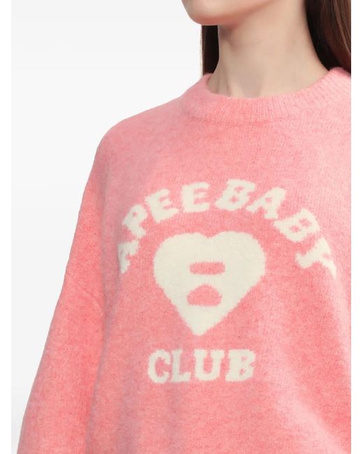 A Bathing Ape Pink Heart-Motif Sweater