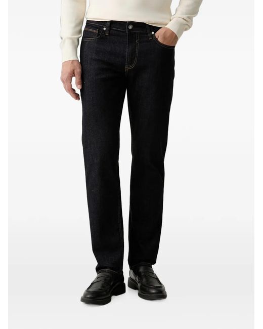 Guess Black Logo-Patch Straight-Leg Jeans for men