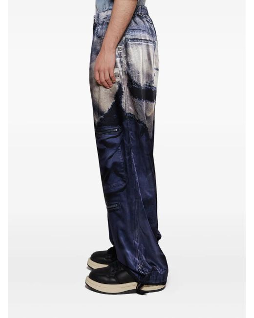 Maison Mihara Yasuhiro Blue Trompe L'Oeil Trousers for men