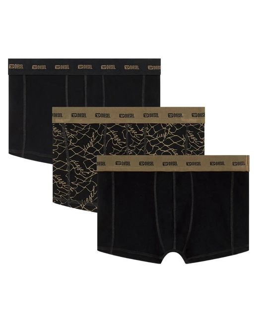 DIESEL Black Graphic-Print Three-Pack Boxer Briefs for men