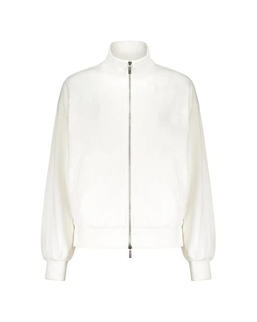 Moorer White Rosetta Logo-Embroidered Cardigan