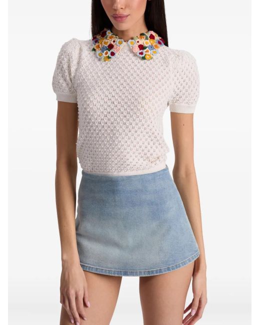 Maglione A Fiori di Alice + Olivia in White