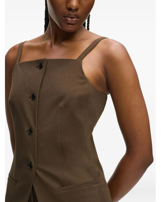Karl Lagerfeld Brown Square-Neck Waistcoat
