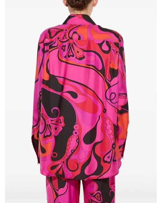 Emilio Pucci Pink Orchidee-Print Silk Shirt