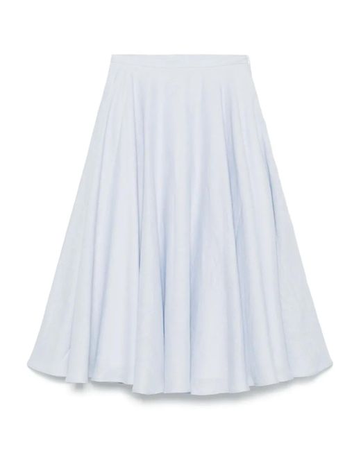 Lardini White Linen Midi Skirt