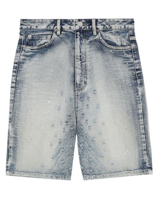 we11done Blue Embroidery Denim Shorts