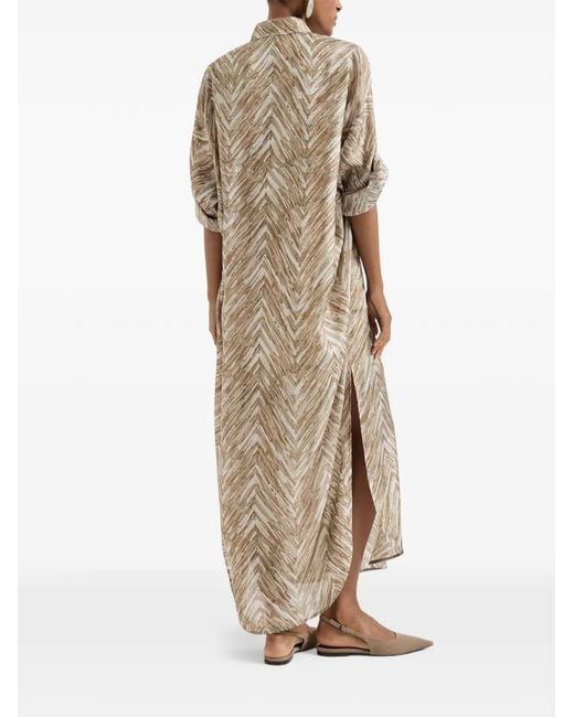 Brunello Cucinelli White Silk Dress Mother Of Pearl
