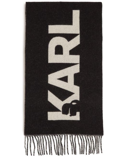 Karl Lagerfeld Black Essential Oversized-Logo Scarf