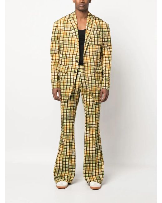 DSquared² Yellow Plaid-Print Single-Breasted Blazer for men