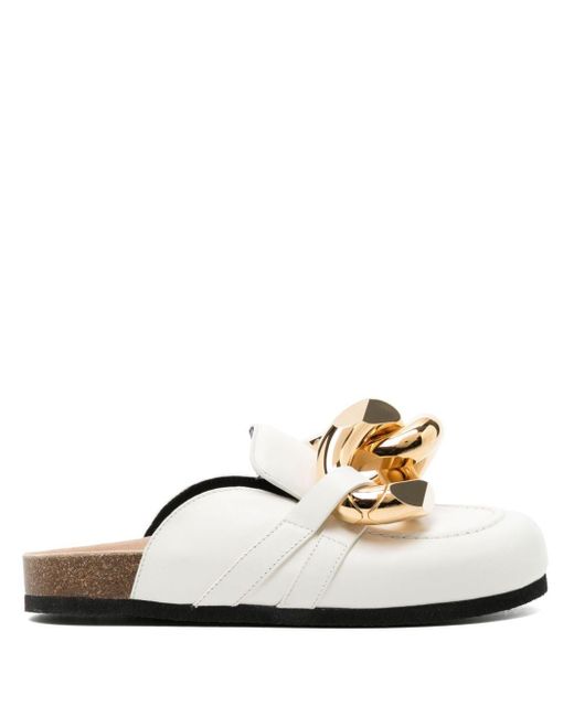 J.W. Anderson White Chain Leather Mules