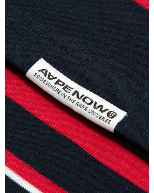 T-Shirt A Righe di Aape By A Bathing Ape in Red da Uomo