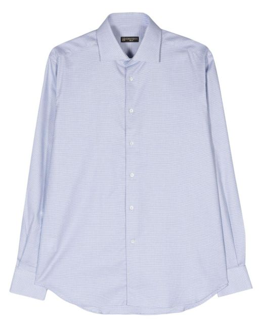 Corneliani Blue Geometric-jacquard Cotton Shirt for men