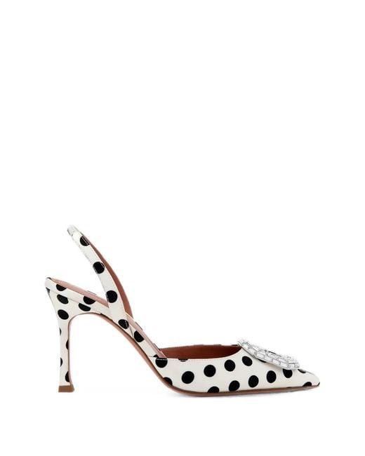 AMINA MUADDI White Camelia Polka-Dot Crystal-Embellished Pumps