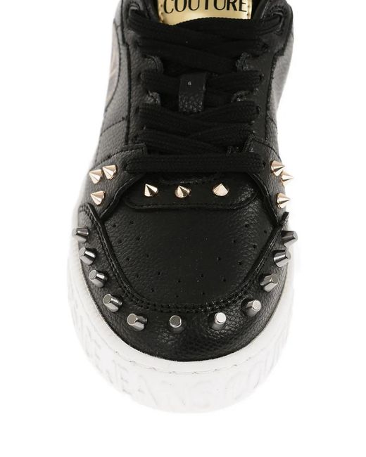 Versace Black Court 88 Studded Leather Sneakers