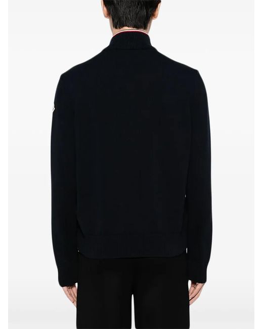 Moncler Blue Quilt Knit Jacket for men