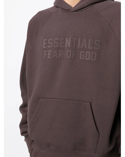 Fear Of God Brown Essentials Logo-Print Hoodie for men