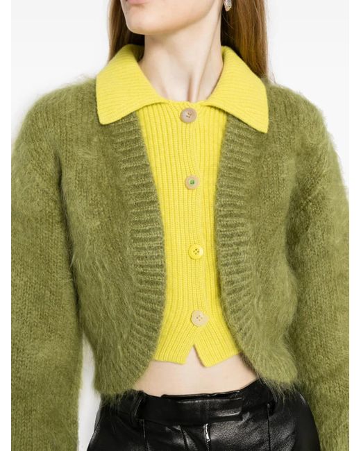 JNBY Green Layered Spread-Collar Cardigan