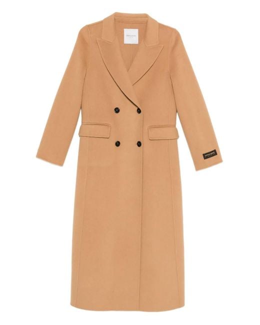 ERMANNO FIRENZE Natural Double-Breasted Coat