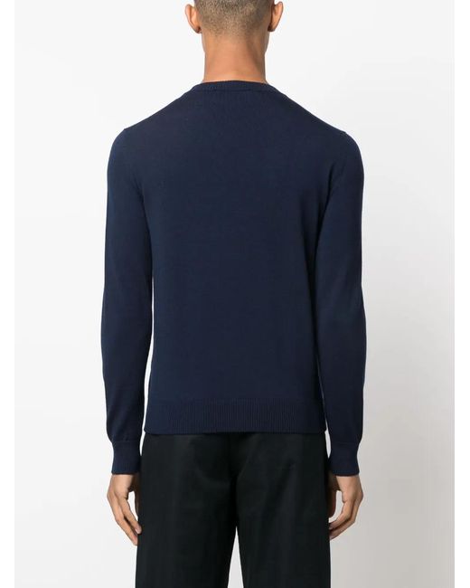 Ballantyne Blue Crew-Neck Fine-Knit Jumper for men