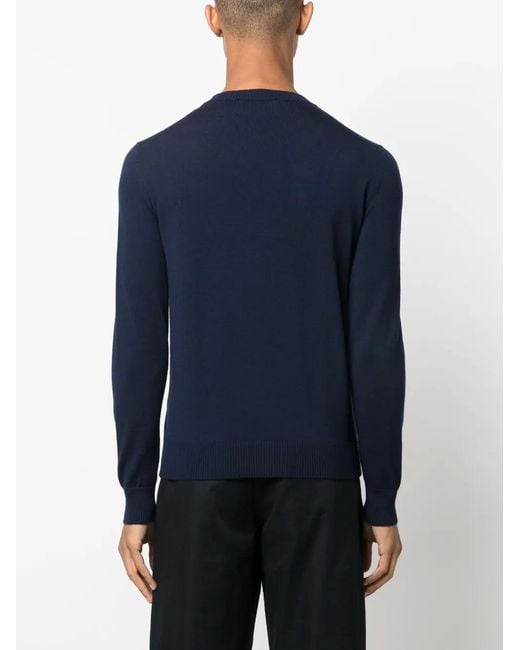 Ballantyne Blue Crew-Neck Fine-Knit Jumper for men