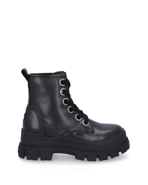 Buffalo Black Eyelet Combat Boots