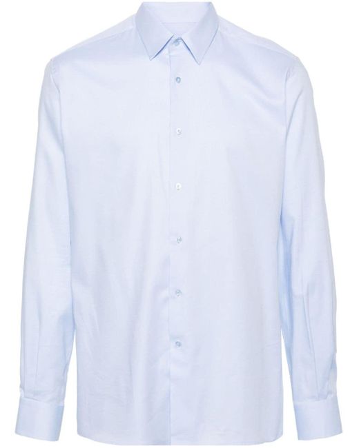 Karl Lagerfeld White Classic-collar Long-sleeve Shirt for men