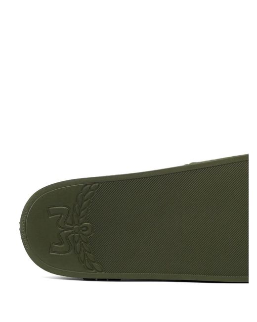 MCM Green Monogram-Print Slides for men