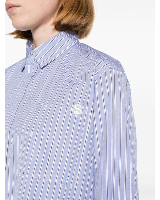 Sacai Blue X Thomas Mason Striped Cotton Shirt